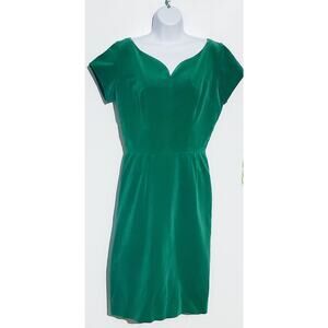 Vintage Handmade Womens Green Velvet Dress Size XS/Small St.Patricks Day Retro
